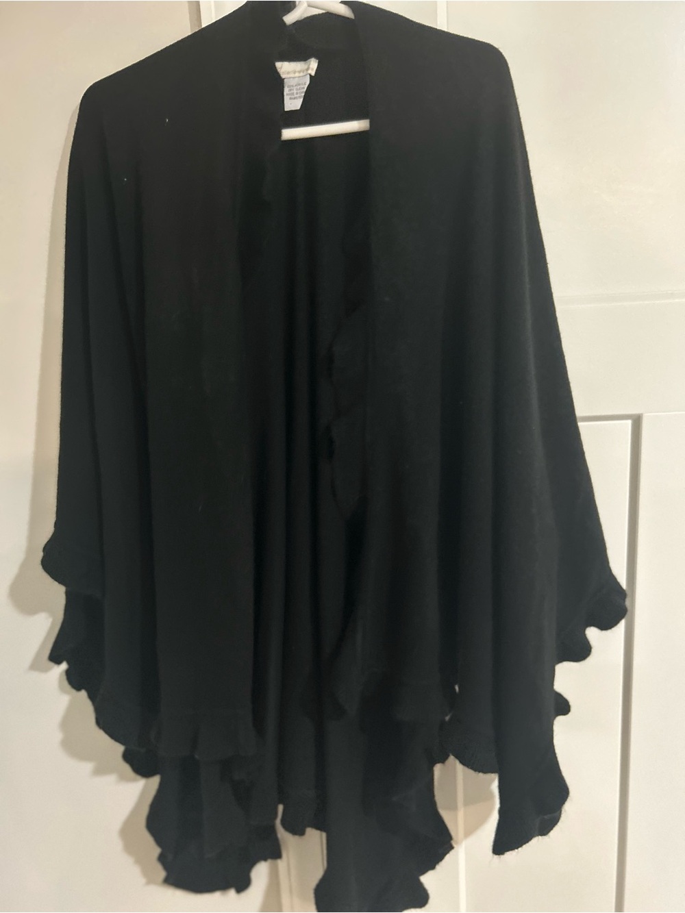 Black Ruffle-Edge Women's Sweater Cardigan